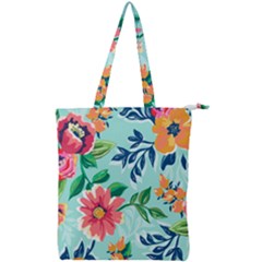 Multi Colour Floral Print Double Zip Up Tote Bag by designsbymallika