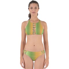 Green Orange Shades Perfectly Cut Out Bikini Set by designsbymallika
