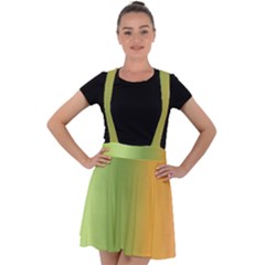 Green Orange Shades Velvet Suspender Skater Skirt by designsbymallika