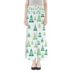 Christmas Tree Pattern Full Length Maxi Skirt by designsbymallika