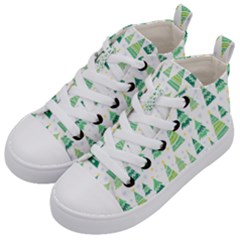 Christmas Tree Pattern Kids  Mid-top Canvas Sneakers by designsbymallika