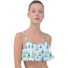 Christmas Tree Pattern Frill Bikini Top by designsbymallika