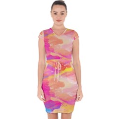 Colourful Shades Capsleeve Drawstring Dress  by designsbymallika