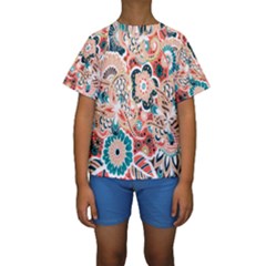 Baatik Floral Print Kids  Short Sleeve Swimwear by designsbymallika