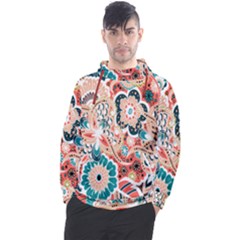 Baatik Floral Print Men s Pullover Hoodie by designsbymallika