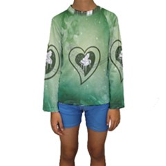 Music, Piano On A Heart Kids  Long Sleeve Swimwear by FantasyWorld7