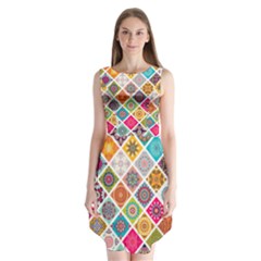 Ethnic Mandala Pattern Sleeveless Chiffon Dress  