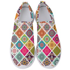 Ethnic Mandala Pattern Men s Slip On Sneakers by designsbymallika