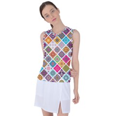 Ethnic Mandala Pattern Women s Sleeveless Sports Top by designsbymallika