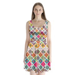 Ethnic Mandala Pattern Split Back Mini Dress  by designsbymallika