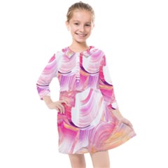 Pink Paint Brush Kids  Quarter Sleeve Shirt Dress by designsbymallika