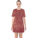 Burgundy Red Confetti Pattern Abstract Art Sixties Short Sleeve Mini Dress View1