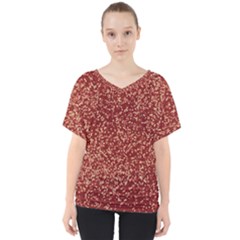 Burgundy Red Confetti Pattern Abstract Art V-neck Dolman Drape Top by yoursparklingshop