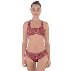 Burgundy Red Confetti Pattern Abstract Art Criss Cross Bikini Set by yoursparklingshop