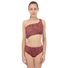 Burgundy Red Confetti Pattern Abstract Art Spliced Up Two Piece Swimsuit by yoursparklingshop
