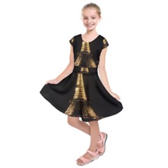 Tour Eiffel Paris Nuit Kids  Short Sleeve Dress by kcreatif