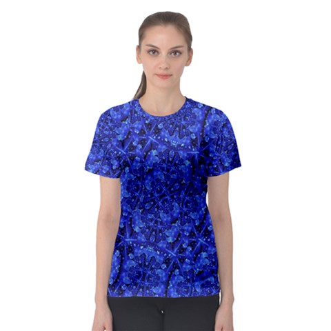 Blue Fancy Ornate Print Pattern Women s Sport Mesh Tee by dflcprintsclothing