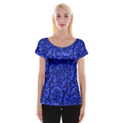 Blue Fancy Ornate Print Pattern Cap Sleeve Top by dflcprintsclothing