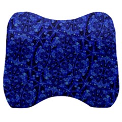 Blue Fancy Ornate Print Pattern Velour Head Support Cushion by dflcprintsclothing