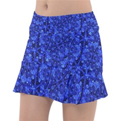 Blue Fancy Ornate Print Pattern Tennis Skorts by dflcprintsclothing