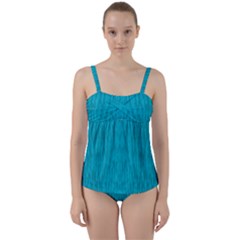 Festive Rainbow, Season To Wear Blue Twist Front Tankini Set by pepitasart