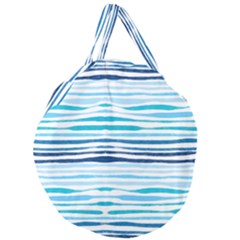 Blue Waves Pattern Giant Round Zipper Tote by designsbymallika