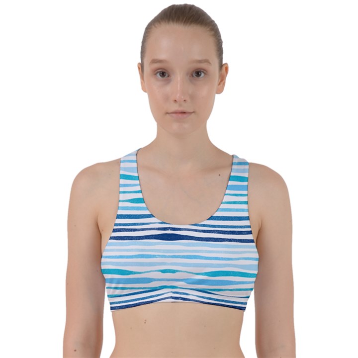 BLUE WAVES PATTERN Back Weave Sports Bra