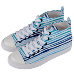 Blue Waves Pattern Women s Mid-top Canvas Sneakers by designsbymallika