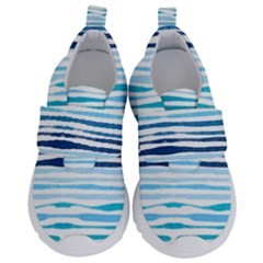 Blue Waves Pattern Kids  Velcro No Lace Shoes by designsbymallika