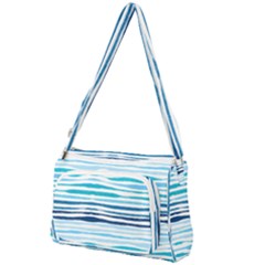 Blue Waves Pattern Front Pocket Crossbody Bag by designsbymallika