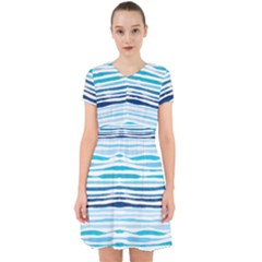 Blue Waves Pattern Adorable In Chiffon Dress by designsbymallika