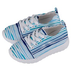 Blue Waves Pattern Kids  Lightweight Sports Shoes by designsbymallika