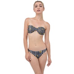 Stripes Heart Pattern Classic Bandeau Bikini Set by designsbymallika