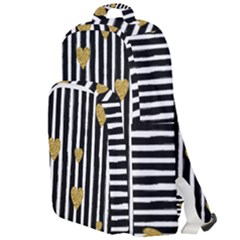 Stripes Heart Pattern Double Compartment Backpack