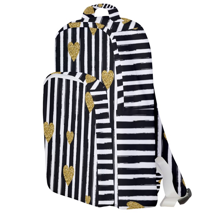 stripes heart pattern Double Compartment Backpack