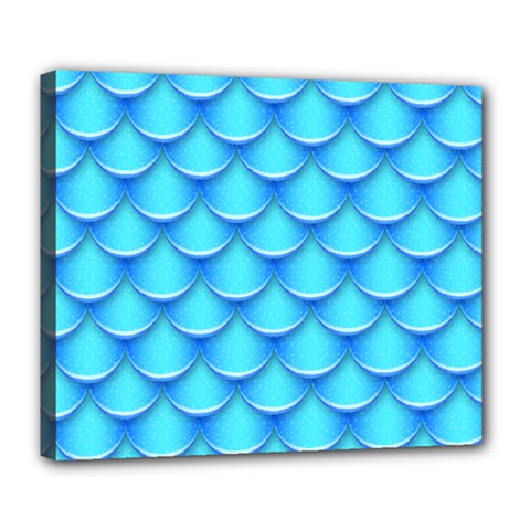 Blue Scale Pattern Deluxe Canvas 24  X 20  (stretched) by designsbymallika