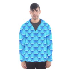 Blue Scale Pattern Men s Hooded Windbreaker by designsbymallika