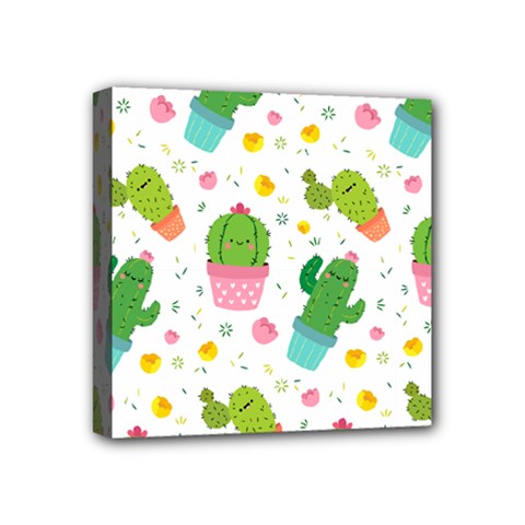 cactus pattern Mini Canvas 4  x 4  (Stretched)