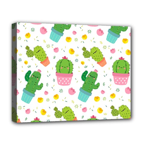 cactus pattern Deluxe Canvas 20  x 16  (Stretched)