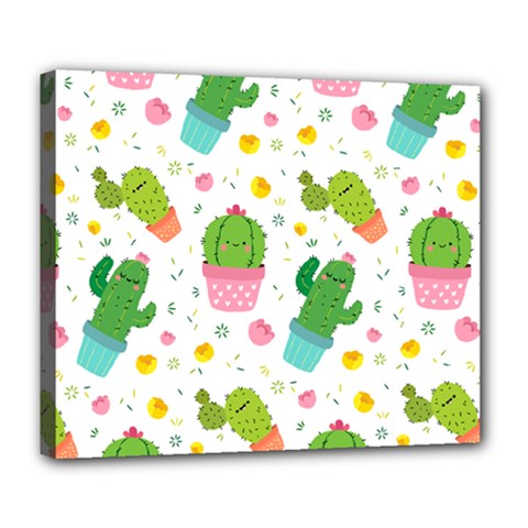 cactus pattern Deluxe Canvas 24  x 20  (Stretched)