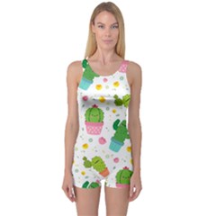 cactus pattern One Piece Boyleg Swimsuit