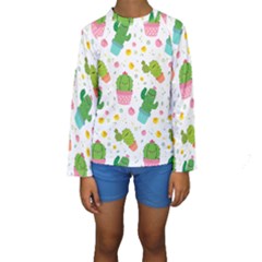 cactus pattern Kids  Long Sleeve Swimwear