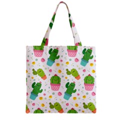 cactus pattern Zipper Grocery Tote Bag