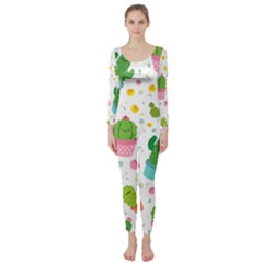 cactus pattern Long Sleeve Catsuit