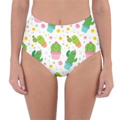 cactus pattern Reversible High-Waist Bikini Bottoms