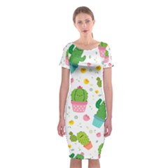 cactus pattern Classic Short Sleeve Midi Dress