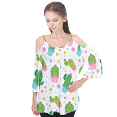 cactus pattern Flutter Tees