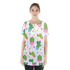 cactus pattern Skirt Hem Sports Top