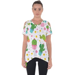 Cactus Pattern Cut Out Side Drop Tee by designsbymallika