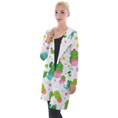 cactus pattern Hooded Pocket Cardigan